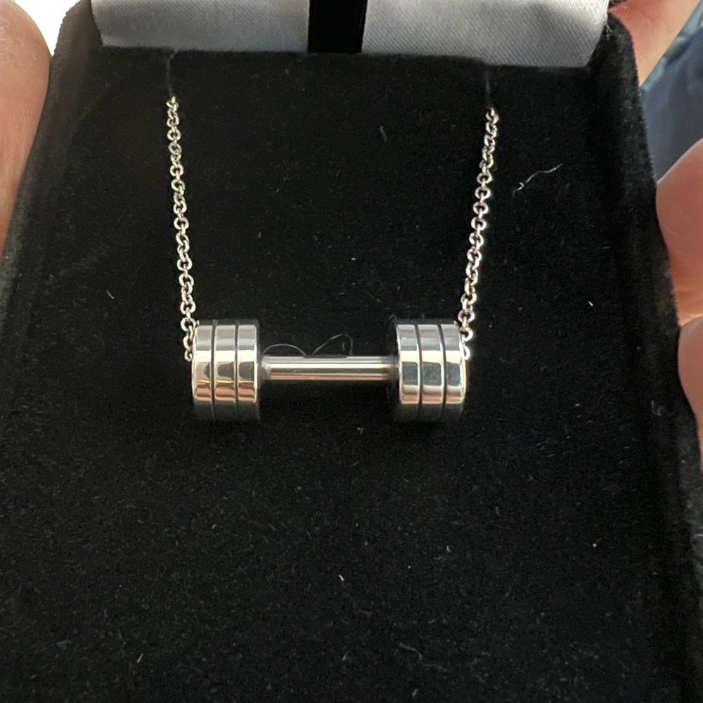 Elegant Sterling Silver Dumbbell Necklace